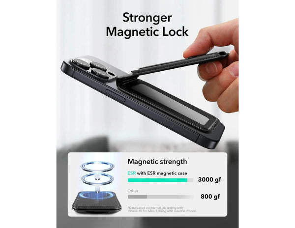 حامل محفظة ESR Grip (HaloLock) - حامل بطاقات متوافق مع MagSafe مع حامل قابل للتعديل - أسود وبني