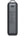 Black power bank with text on a white background