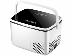 Portable fridge device with 'Musibao' branding on a white background