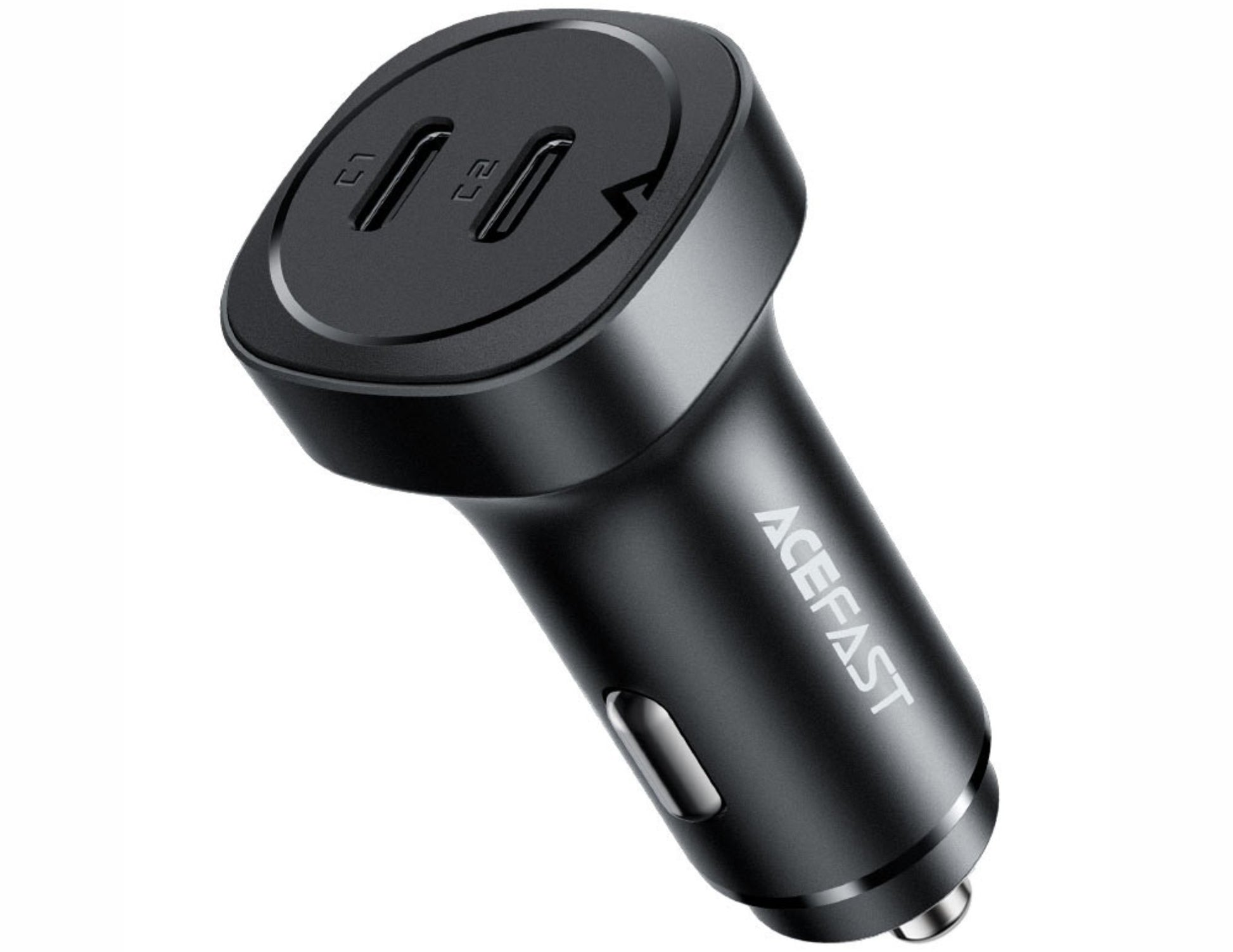 Black car charger with 'ACEFAST' branding on a white background