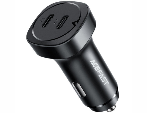 Black car charger with 'ACEFAST' branding on a white background