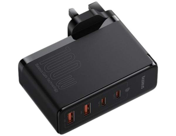 Baseus GaN5 Pro 100W 4-Port Fast Charger P10110829113-00 | UK Plug + 100W Type-C Cable (1M) – Black