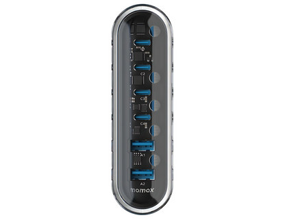 شاحن Momax 1-Charge Flow+ 6-Port GaN لسطح المكتب بقوة 120 وات ومنفذ USB-C وUSB-A