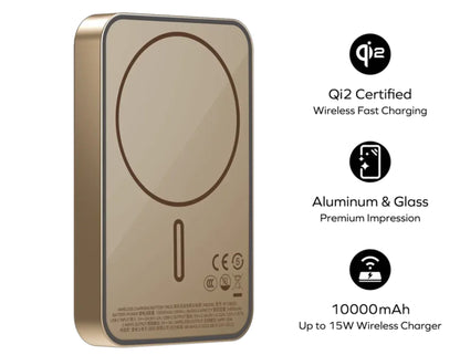Wireless charging pad with QI2 certification on a white background