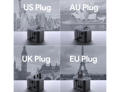 محول Aukey Travel Mate 65W GaN عالمي مع منافذ USB PA-TA08A رمادي