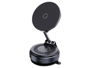 Wizard CH-95 Vacuum Wireless Charging Bracket, featuring a round black mount with a flexible neck, designed to hold smartphones for wireless charging.