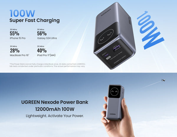 بنك طاقة يوجرين نيكسود 12000 مللي أمبير/ساعة 100 واط مع شاشة رقمية ذكية - PB724