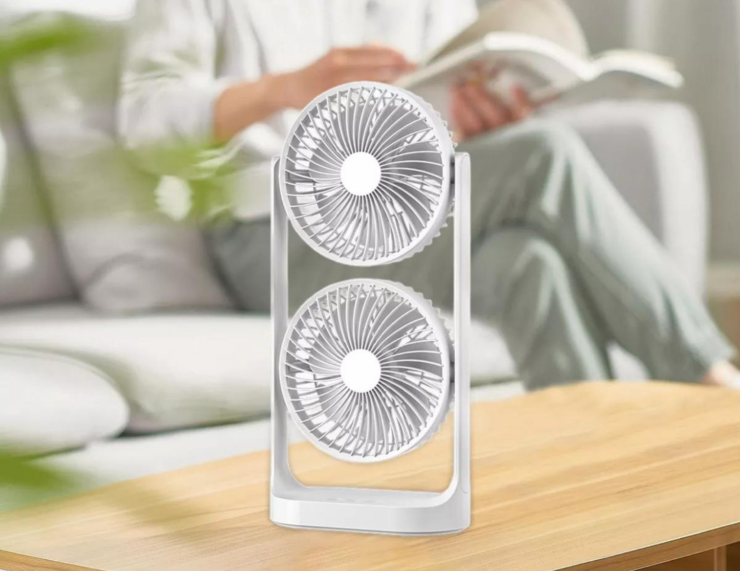 Portable Double Head Desktop Fan F-052 - THABTHABA STORE