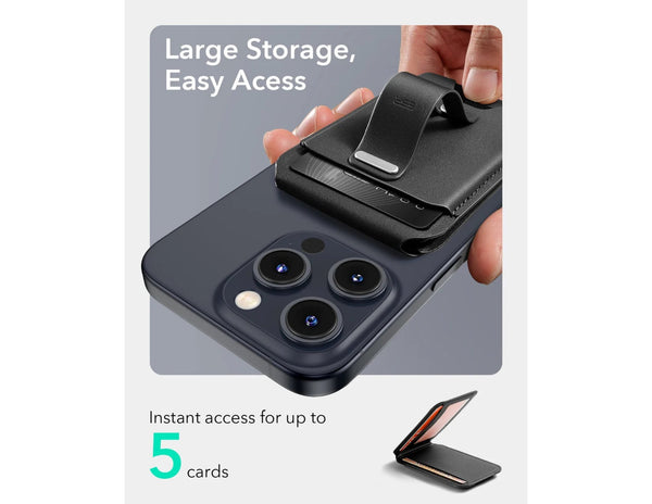 حامل محفظة ESR Grip (HaloLock) - حامل بطاقات متوافق مع MagSafe مع حامل قابل للتعديل - أسود وبني