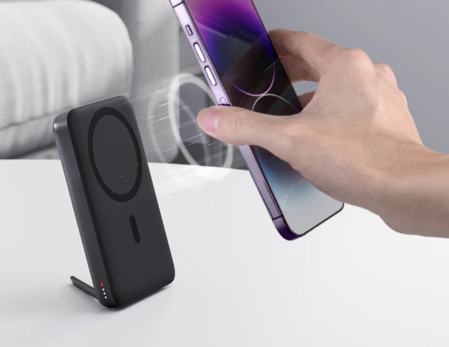 Aukey Maglink 10000mAh Magnetic Wireless Charging Power Bank PB-MS02 Gray