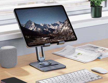 Baseus Desktop Biaxial Foldable Metal Tablet Stand (Rotatable Stand) B10431801811-00 – Grey