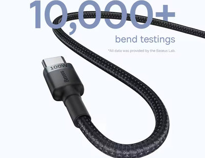 كابل شحن Baseus Cafule USB-C إلى USB-C 100 واط بطول متر واحد، قطعتان، أحمر وأسود + رمادي، P10318306003-00
