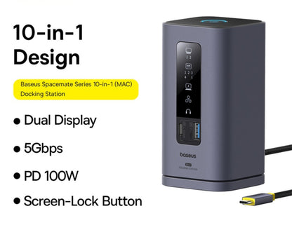 قاعدة إرساء Baseus Spacemate Series 10 في 1 (Mac) B00568102813-00 رمادية اللون