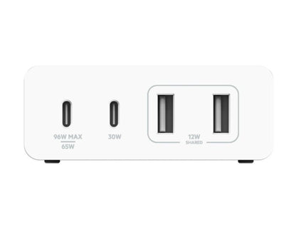 BELKIN BoostCharge Pro 108W 4-Port GaN Charger with 2 USB-C & 2 USB-A Ports – WCH010myWH on a white background