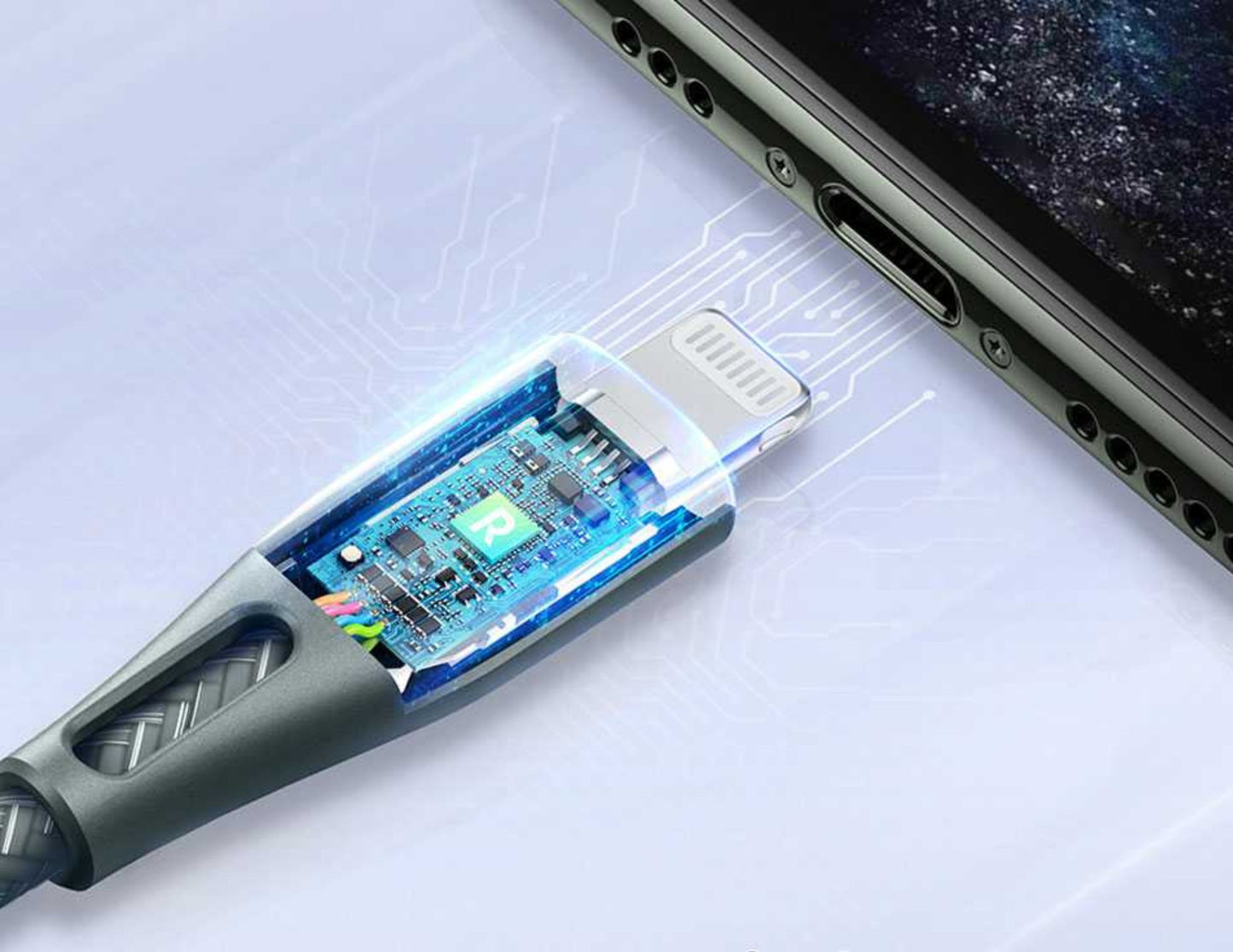 كابل RAVPower RP-CB1003 بطول 0.3 متر من النوع C إلى Lightning مضفر من النايلون - شحن سريع PD