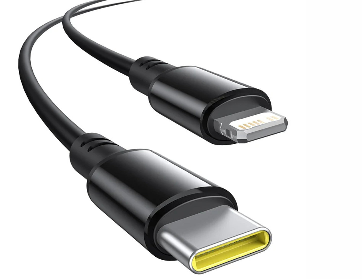 Multi-device charging cable with USB-C, Lightning, and micro-USB connectors on a white background.