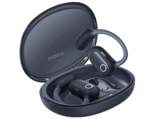 Baseus Eli Sport 1 Open-Ear TWS Earbuds A00064400121-00 Black in a open case on a white background