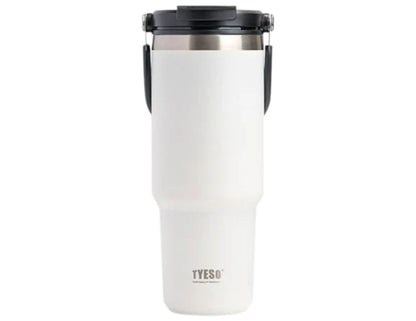 White Tyeso TS-8828 Vacuum Insulated Tumbler 900ML – With Handle & Straw Lid on a white background