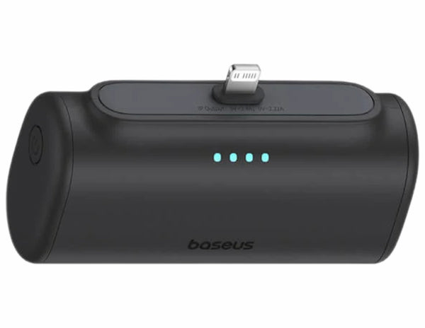 Baseus Compact Fast Charging Power Bank iP Edition with charging cable on a white background