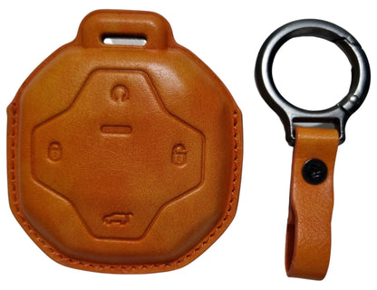 Jetour T2 Car Key Cover – Alcantara / Leather Finish and keychain on a white background