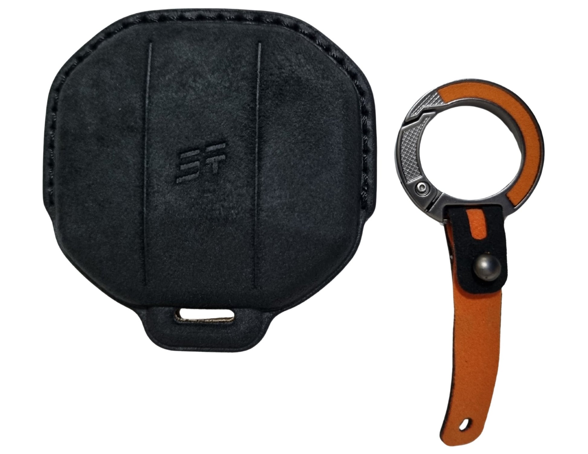 Black Jetour Hybrid Car Key Cover – Alcantara / Leather Finish on a white background