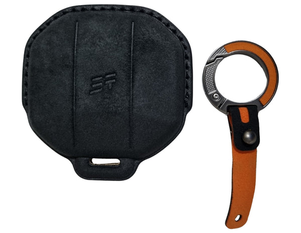 Black Jetour Hybrid Car Key Cover – Alcantara / Leather Finish on a white background