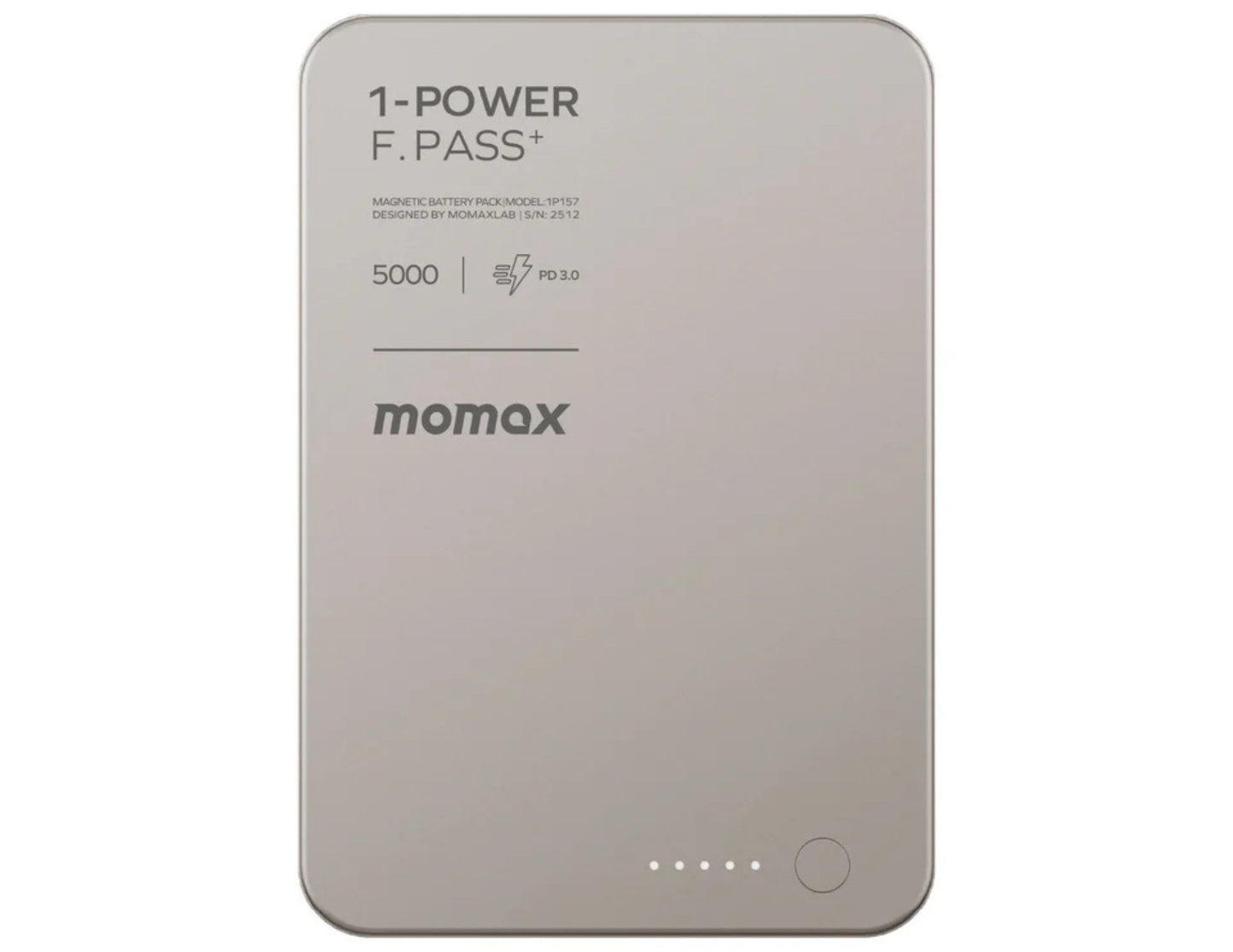 Momax F.Pass+ 5000mAh Magnetic Power Bank with USB-C Cable, 20W Fast Charging, Ultra-Slim Design