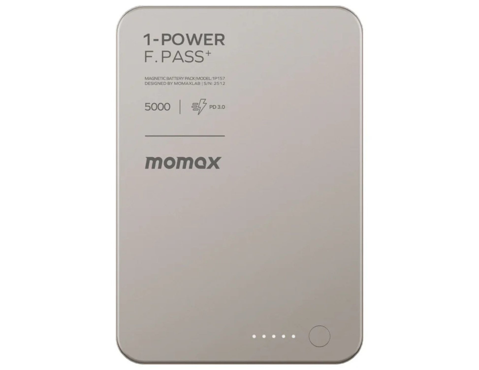 Momax F.Pass+ 5000mAh Magnetic Power Bank with USB-C Cable, 20W Fast Charging, Ultra-Slim Design