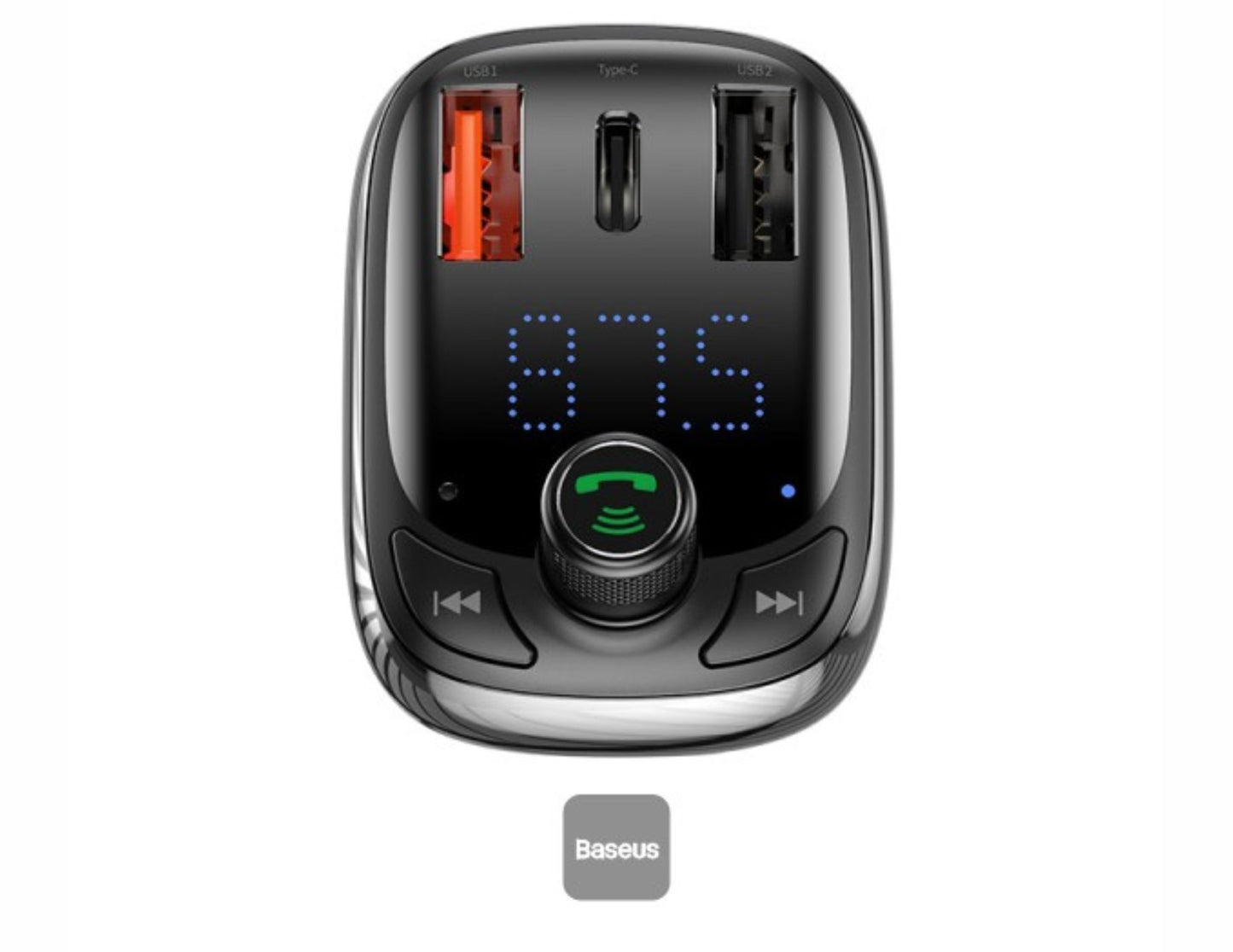 مشغل MP3 للسيارة على شكل حرف T من Baseus S-13 مزود بتقنية البلوتوث وشاحن سريع PPS CCMT000101 باللون الأسود