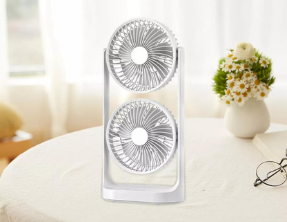 Portable Double Head Desktop Fan F-052 - THABTHABA STORE