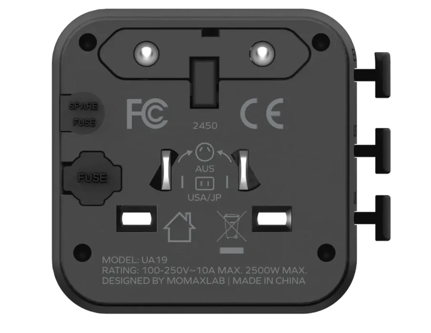 Momax 1-World Universal Travel Charger with Dual AC Outlets – UA19D / UA19W