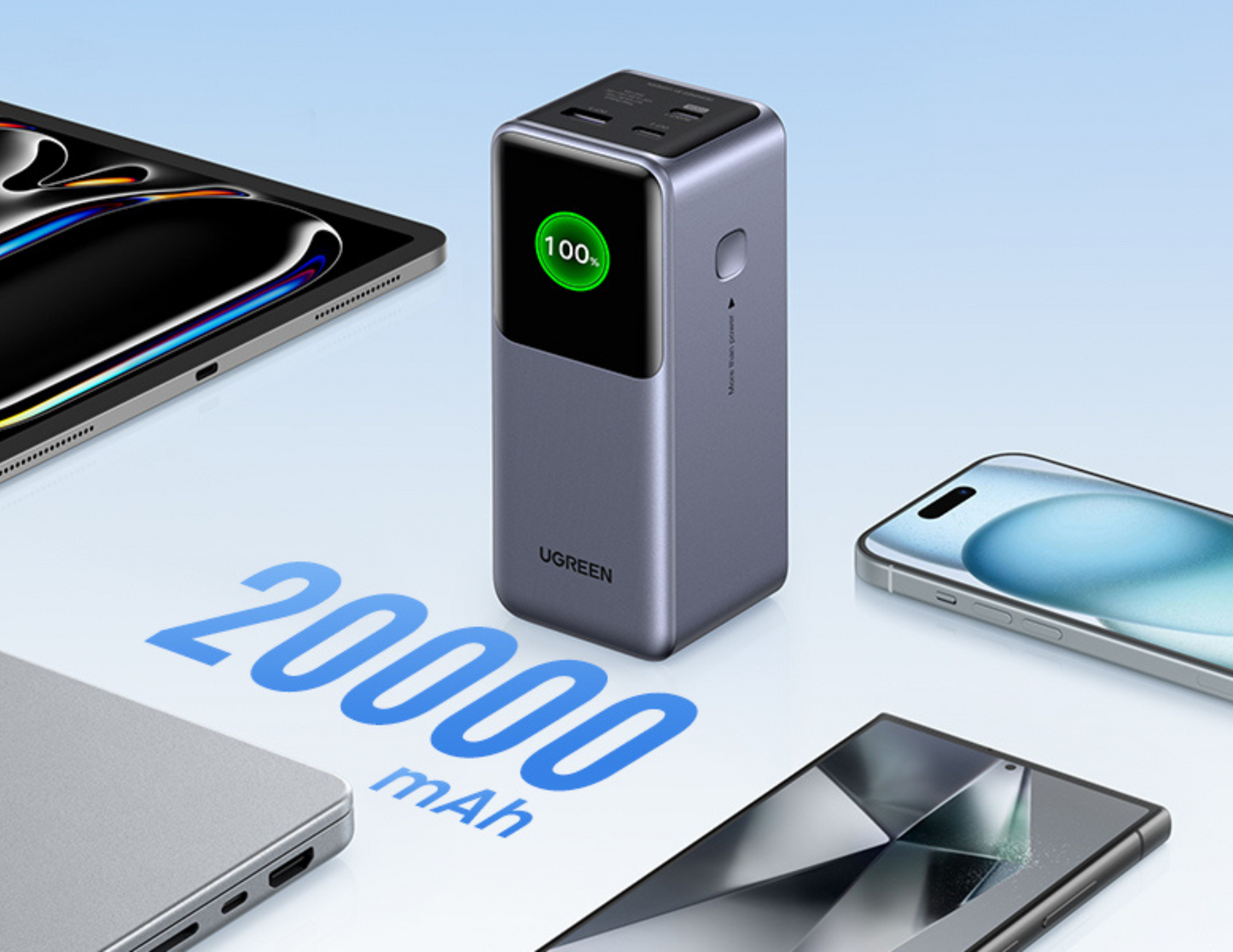 باور بانك UGREEN Nexode 130W سريع الشحن بسعة 20000 مللي أمبير في الساعة