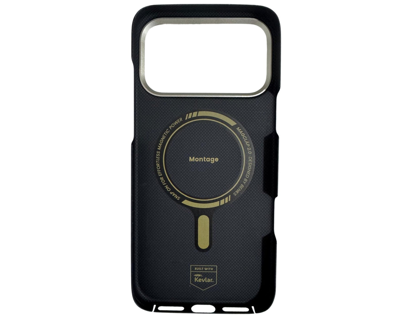 Benks ArmorAir Montage Kevlar® Phone Case for iPhone 17 Series – Black with 'Montage' branding on a white background