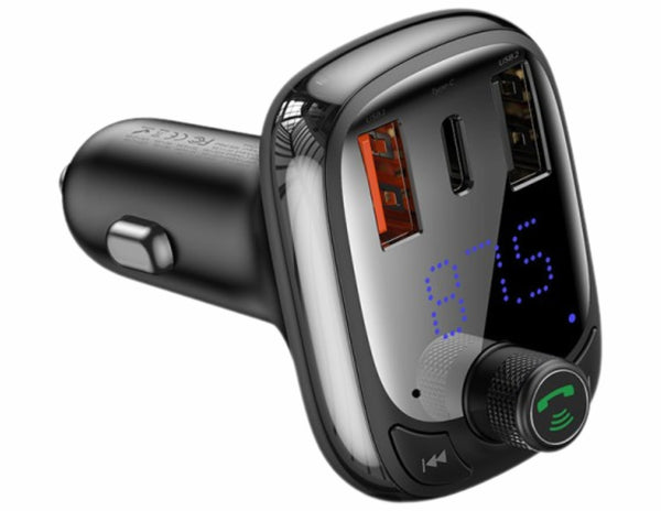 Baseus S-13 Car kit with Bluetooth receiver and digital display on a white background