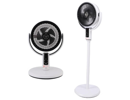 Two standing fans on a white background