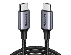 UGREEN USB-C to USB-C PD Fast Charging Cable 60W 1M Braided Nylon – US261 on a white background