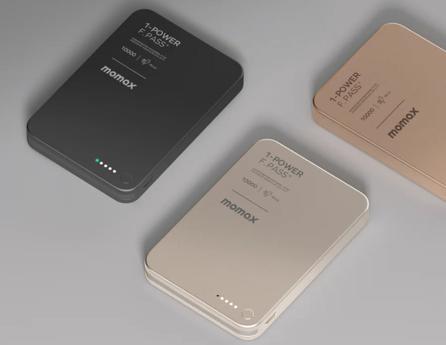 Momax F.Pass+ Magnetic Power Bank 10000mAh with USB-C Cable, 30W Fast Charging, Ultra-Compact