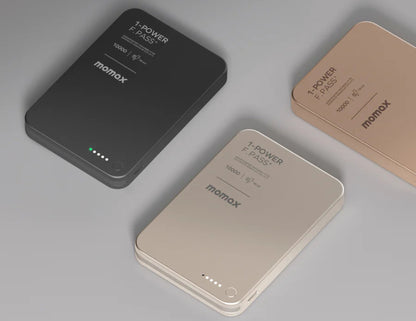 Momax F.Pass+ Magnetic Power Bank 10000mAh with USB-C Cable, 30W Fast Charging, Ultra-Compact