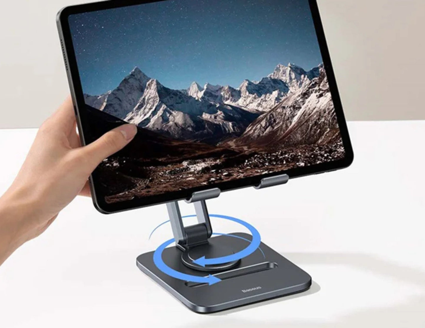 Baseus Desktop Biaxial Foldable Metal Tablet Stand (Rotatable Stand) B10431801811-00 – Grey