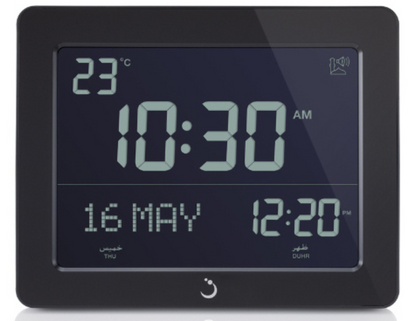 ALFAJR Desk Clock CF-19B with large LCD display and prayer alarm.