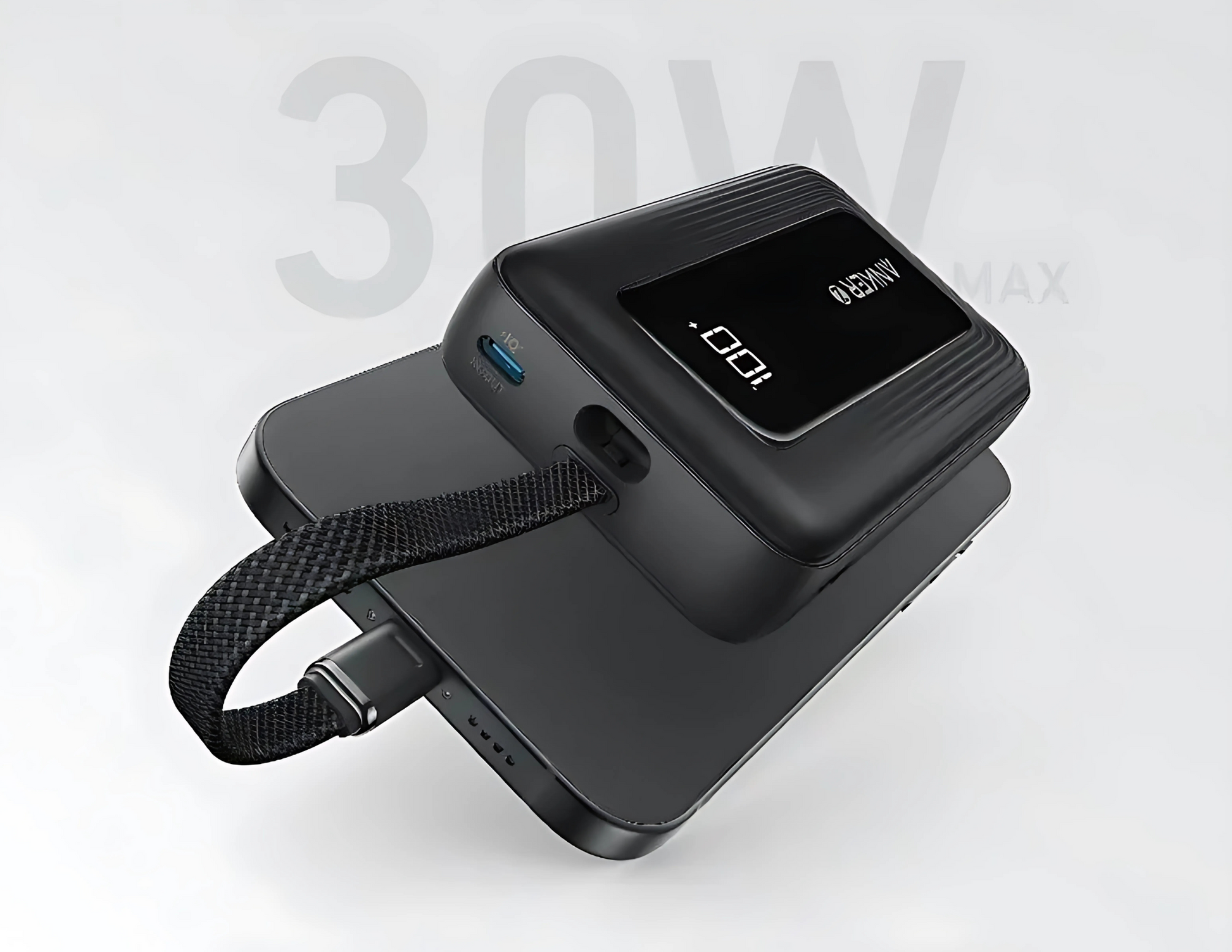 Travel-friendly Anker Zolo Power Bank Charging One Smartphone.