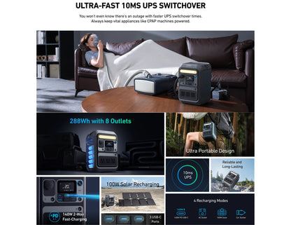 Anker SOLIX C300 portable power station 288Wh 300W solar ready Qatar