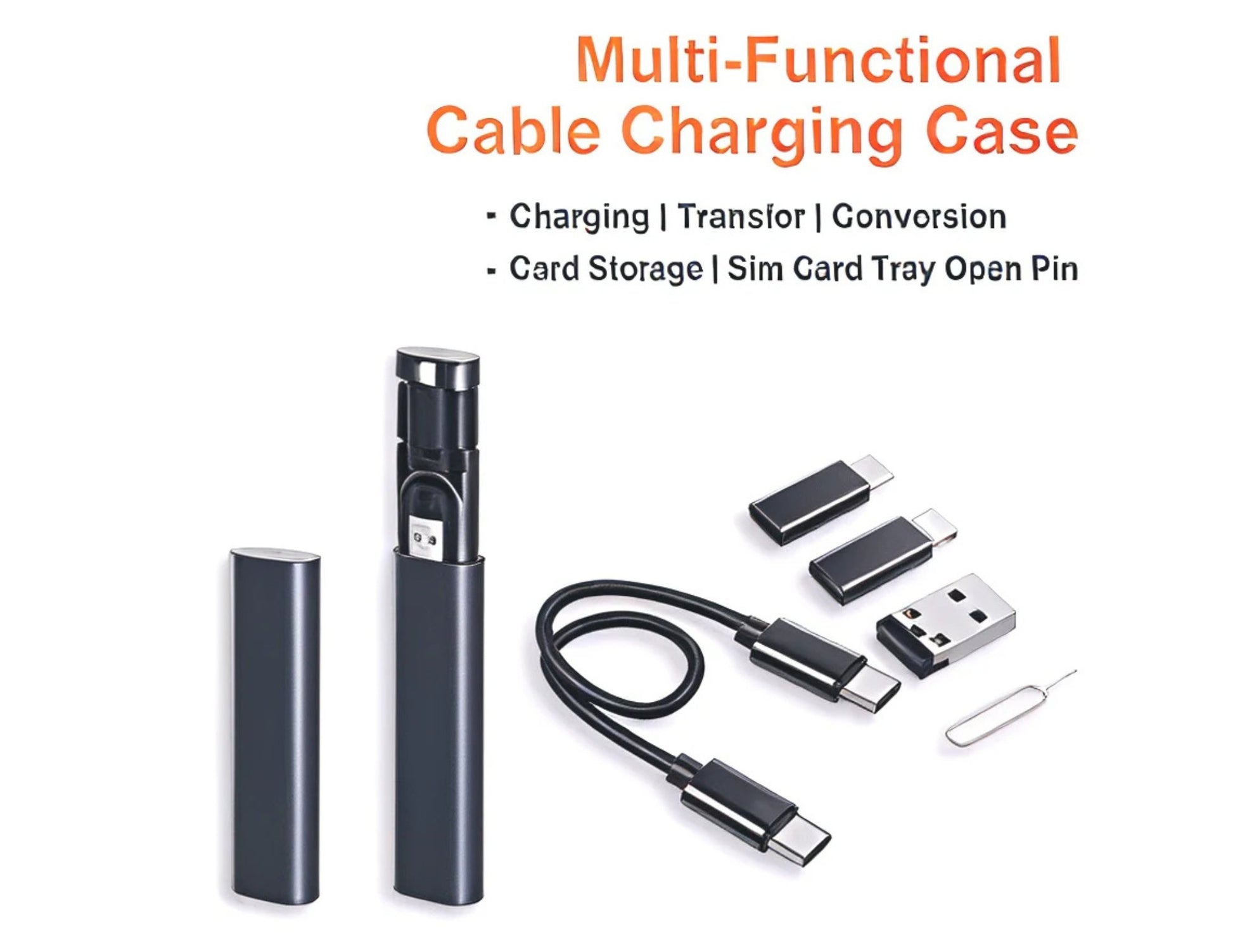 Wizard Multi-Functional Storage Bracket Set, 5-in-1 travel adapter kit with pop-up design, USB-C, USB-A, Lightning, Micro connectors and SIM ejector, at Thabthaba Store Qatar