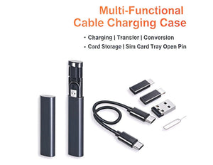 Wizard Multi-Functional Storage Bracket Set, 5-in-1 travel adapter kit with pop-up design, USB-C, USB-A, Lightning, Micro connectors and SIM ejector, at Thabthaba Store Qatar