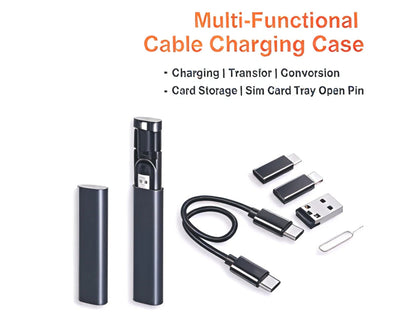 Wizard Multi-Functional Storage Bracket Set, 5-in-1 travel adapter kit with pop-up design, USB-C, USB-A, Lightning, Micro connectors and SIM ejector, at Thabthaba Store Qatar
