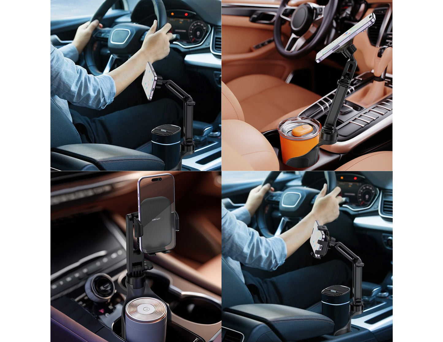 Acefast double cup holder car phone mount D62 D63 black​
