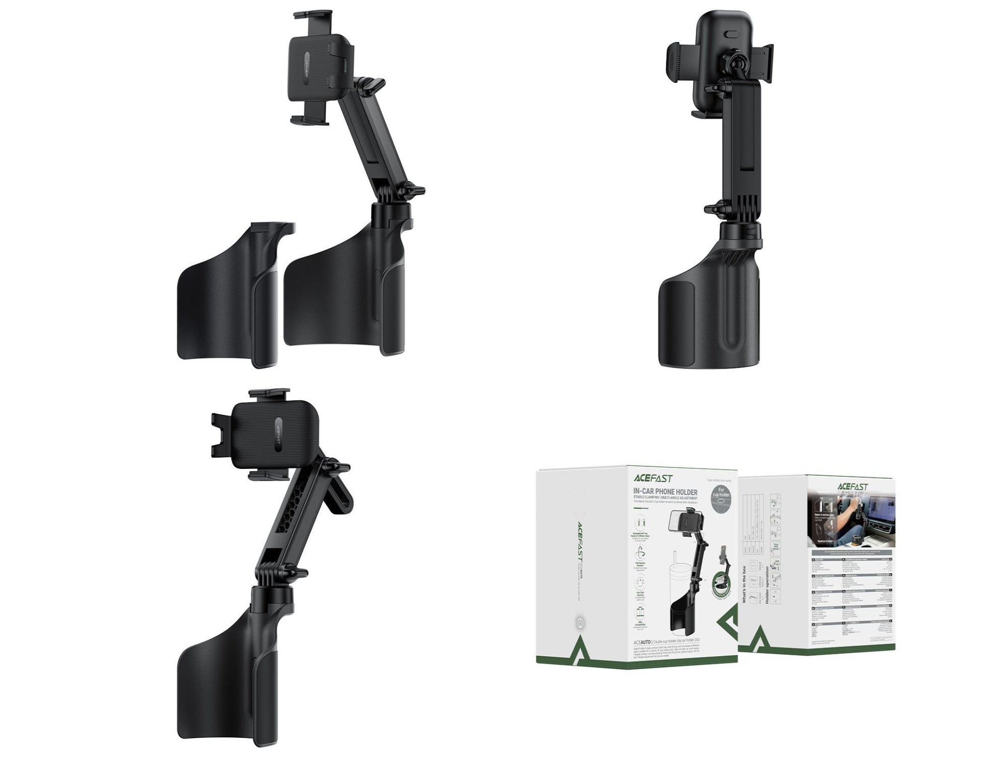 Acefast double cup holder car phone mount D62 D63 black​