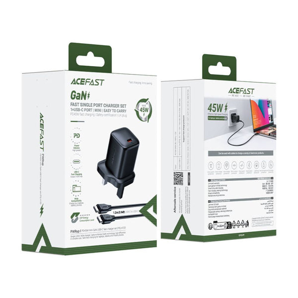 Acefast P5 A133 45W GaN USB-C fast charger with UK plug and USB-C cable Qatar