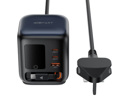 ACEFAST Z10 PD100W GaN desktop power station with retractable USB-C cable and smart display Qatar