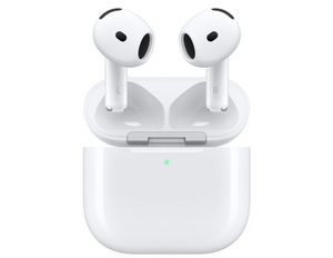 AirPods 4 with Active Noise Cancellation and USB-C case on a white background.